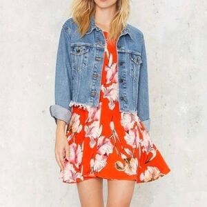 MINKPINK Tangerine Dream Orange High Neck Mini Swing Dress Size Small